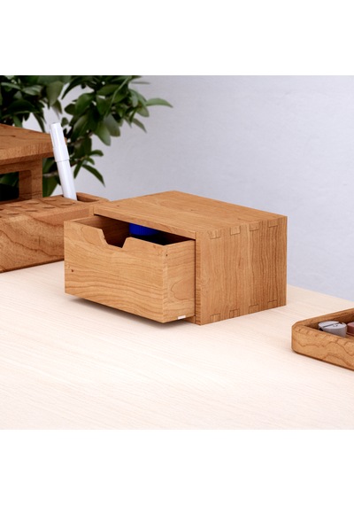 Desna Çekmeceli Mini Dolap 18 Cm Uzunluk X 12.1 Cm Genişlik X 9.6 Cm Woodsaka Doğal Ahşap