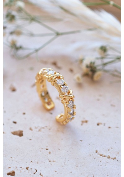 Aurrari Gold Tiffany Xox Zirkon Ayarlanabilir Yüzük