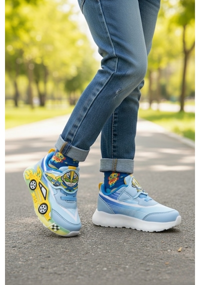 Muggo Car Cırtlı Arabalı Ve Işıklı Günlük Çocuk Sneaker Spor Ayakkabı Mavi
