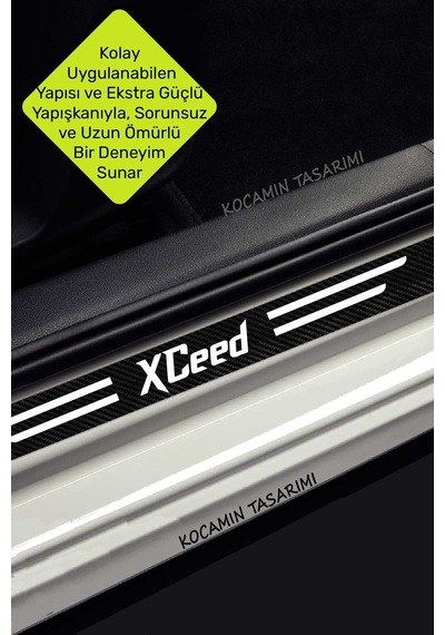 Kia Xceed Uyumlu Karbon Eşik Koruma Seti Araç Kapı Bagaj Çizilme Önleyici Xceed Yazılı