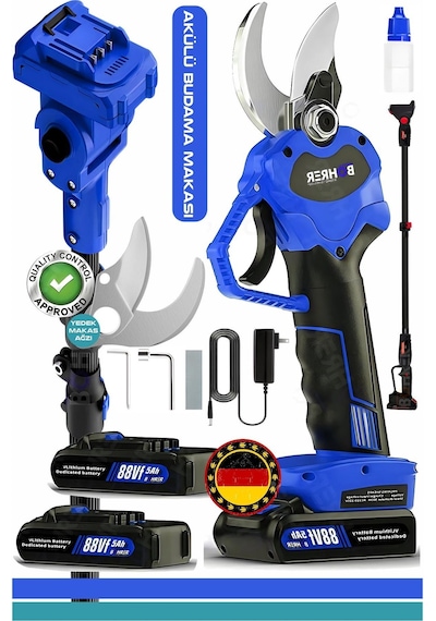 Böhrer V258 5Ah 30MM HB0151T Çift Kademeli Teleskop Uzatmalı Kömürsüz Blue Akülü Budama Makası