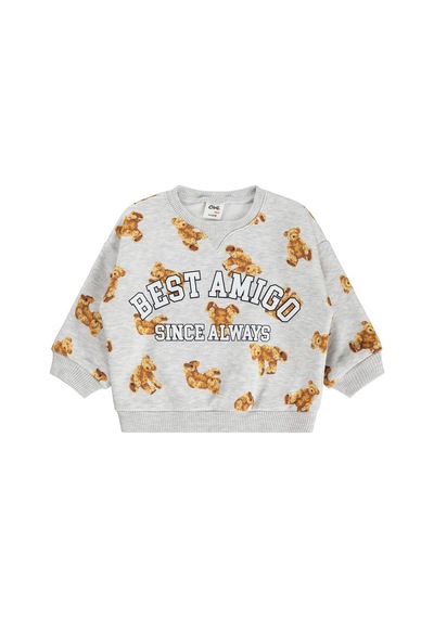 Civil Baby Ayıcık Baskılı 6-18 Ay Sweatshirt - Gri Karmelanj