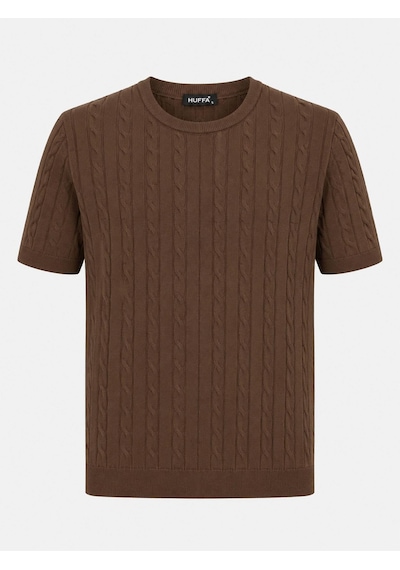 Classics Men Huffa Slim Fit Erkek Kısa Kol Triko Tişört 7676 Kahverengi