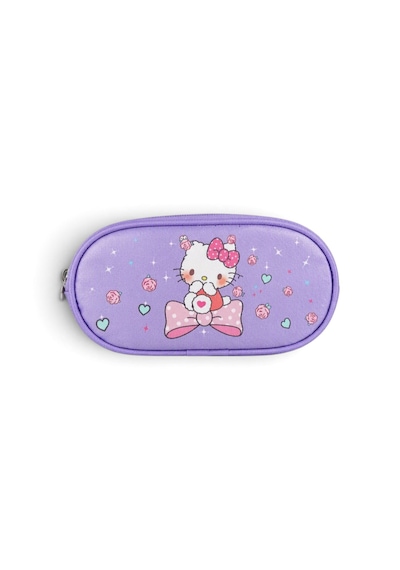 Hello Kitty Baskılı Özel Tasarım Ortopedik Su Geçirmez Cüzdanlı Okul Çantası Termal Beslenme Ve Kalemlik Seti Mor