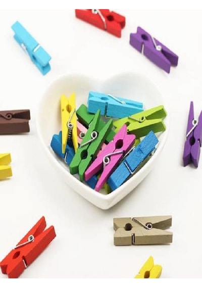 Mobgift 100 Lü Renkli Ahşap Mandal 2.5 Cm 12 Li Paket 1200 Adet Çoklu Renk