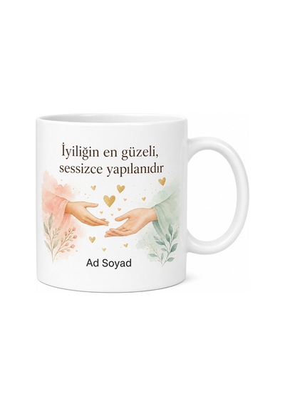Dünya İyilik Günü Sessizce Yardım Eli Uzatan Kahramanlara Kupa Bardak Hediye Beyaz / Çok Renkli
