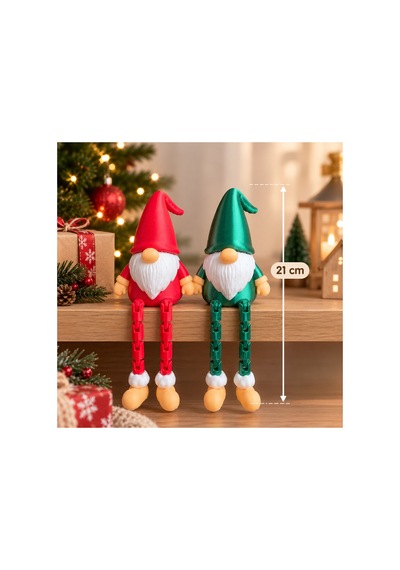 Yılbaşı Cücesi 2 Li Set 21 Cm Hareketli Bacaklı Dekoratif Noel Cücesi Biblo & Hediyelik