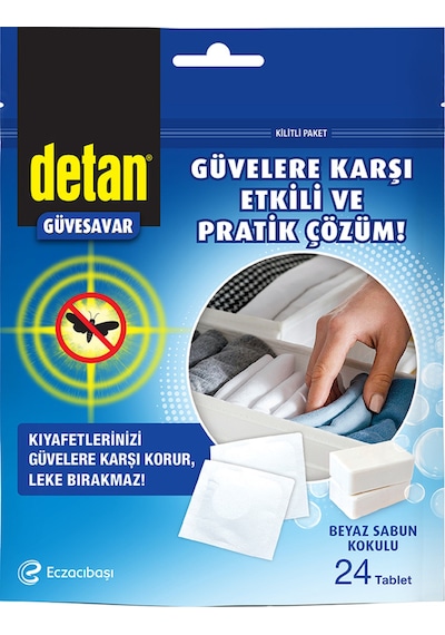 Detan Beyaz Sabun Kokulu Güvesavar Tablet 24 Adet 5 Adet