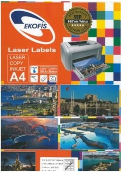 Ekofis Lazer Etiket 63.5 x 38.1 (2100) Oval Aralıksız