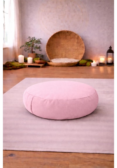 Zafu Yoga Meditasyon Minderi - Yuvarlak Meditasyon Minderi Açık Pembe