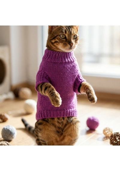 Lady Fify Kedi Ve Köpek İçin Kelebekli Mor Kazak