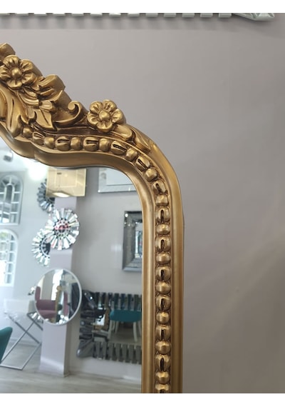 Ayna Denizi Princess Gold Model Altın Renk Dekoratif Ayaklı Boy Aynası Altın