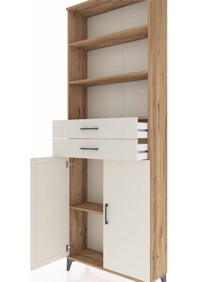 Arges Dolap 4 Raflı 2 Çekmeceli 2 Kapaklı 88x30x243 Çam-aytaşı Çam
