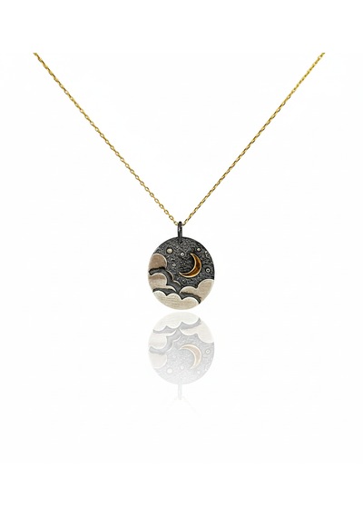 G&a Jewels - Geceye Dokunuş - 925 Ayar Oksitli Yaldız Altın Kaplama Gümüş Kolye Altın - Gümüş G&a Jewels - Geceye Dokunuş - 925 Ayar Oksitli Yaldız Altın Kaplama Gümüş Kolye Altın - Gümüş