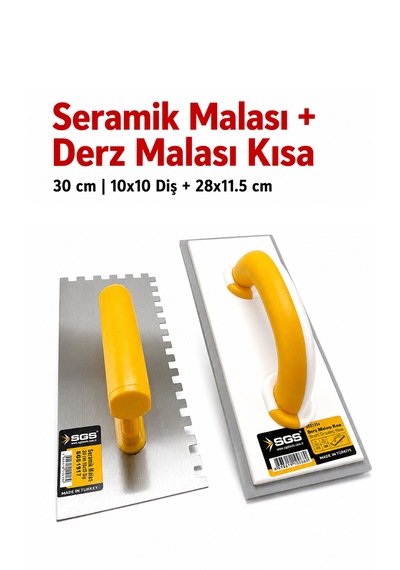 Fayans Malası Seramik Tarağı Dişli + Derz Malası Fayans Seramik Mala Seti