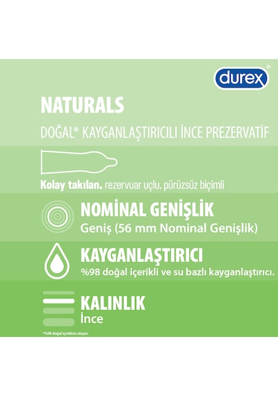 Durex Naturals Prezervatif 40'lı