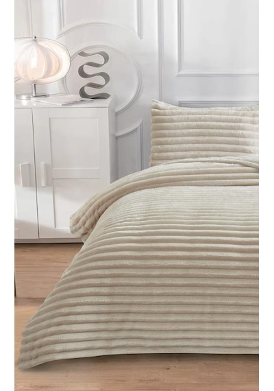 Soft Çizgi Çift Kişilik Yatak Örtüsü 260x240 Bej