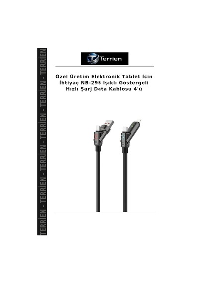 Özel Üretim Elektronik Tablet İçin İhtiyaç Nb-295 Işıklı Göstergeli Hızlı Şarj Data Kablosu 4'ü