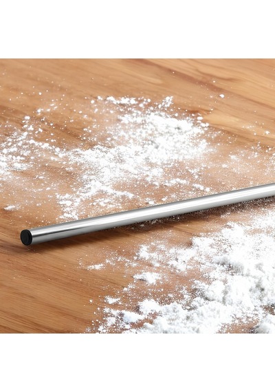 Alüminyum Silindir Yuvarlak Metal Oklava Tekli 49 Cm Mutfak Börek Hamur Un Yufka Açma Krom Renk