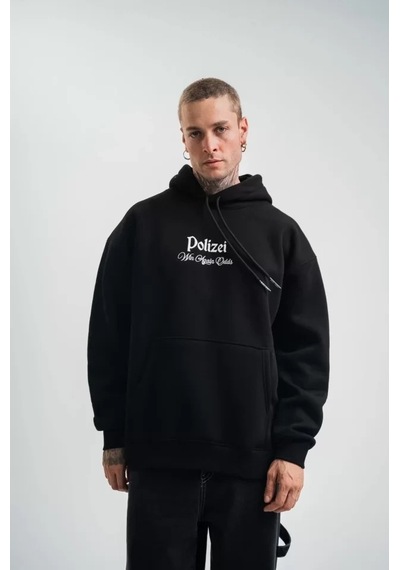 Vexor Polızeı Premium Kalite Kapşonlu Dijital Patchli Sweatshirt - Siyah