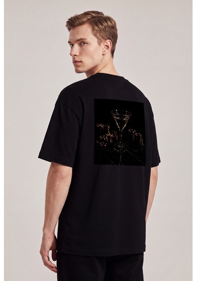 Black Nova Oversize Baskılı Unisex Tişört Dry Martini Black Siyah