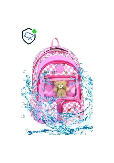 Lilymoon Kız Çocuk Ergonomik Okul Çantası Peluş Ayıcık Charmlı Pembe