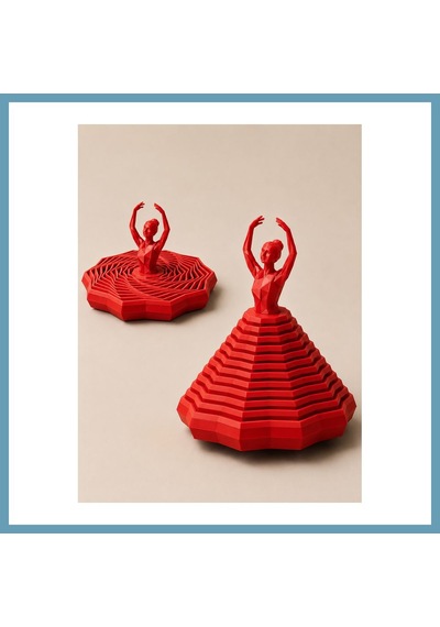 Bezos 3d Baskı Balerin Figürlü Fidget Oyuncak - Hareketli Optik İllüzyon Masa Dekoru-kırmızı Mbt06