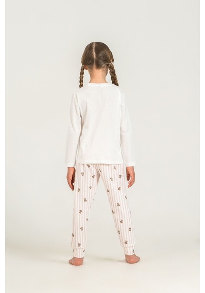 Rolypoly Kız Çocuk Cool Bear Beyaz Uzun Kol Pijama Takım Rp3912-c-v1 Rp3912-c-v1