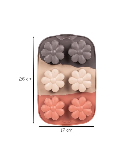 30010-2 Silikon 6lı Muffin Kalıbı Papatya Kek Kalıbı Kalıbı 17 26cm Diğer