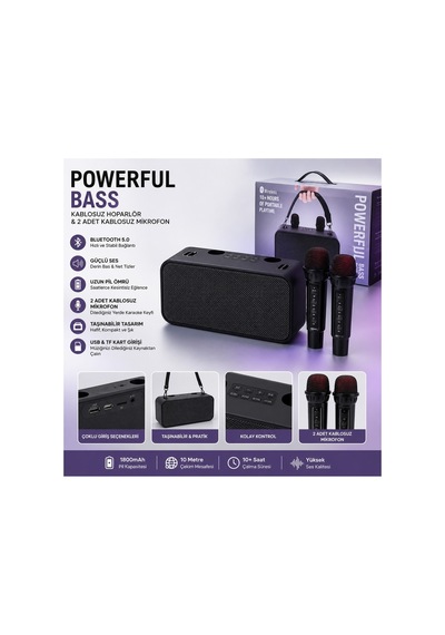 186pro Çift Kablosuz Mikrofonlu Bluetooth Speaker Şarjlı Taşınabilir Kablosuz Hoparlör 20w Party Speaker Hafıza Kartı Ve Usb Girişli Ses Bombası