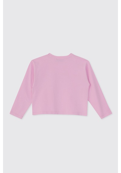 Panço Kız Çocuk Uzun Kollu Pembe Tişört