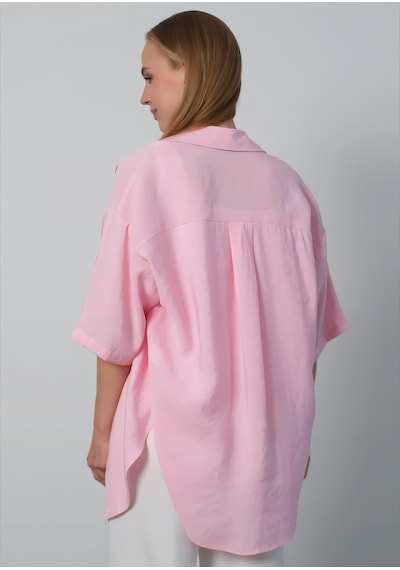 Pera Moda Önden Bağlamalı Uzun Kimono Yazlık İnce Gömlek Hırka Modeli Pembe
