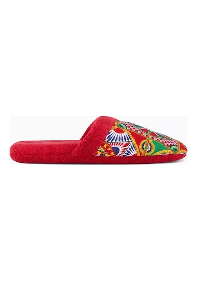 Dolce & Gabbana Casa Unisex Carretto Siciliano Terlik, Pamuklu, Yumuşak & Şık Kırmızı
