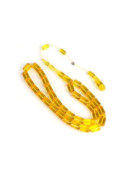 Osmanlı Ateş Kehribar Eski Heykel Obje Kesme Kesim 7x10.5mm Tesbih Açık Sarı