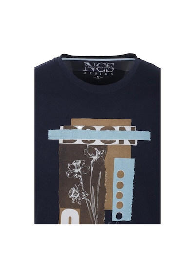 Erkek Tişört Bisiklet Yaka Lacivert Slim Fit Baskılı T-shirt Ncs Jeans 1228-lacivert Lacivert