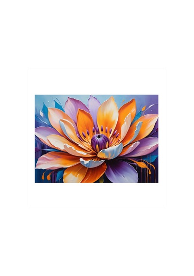Renkli Çiçek Açan Lotus Art Mdf Tablo