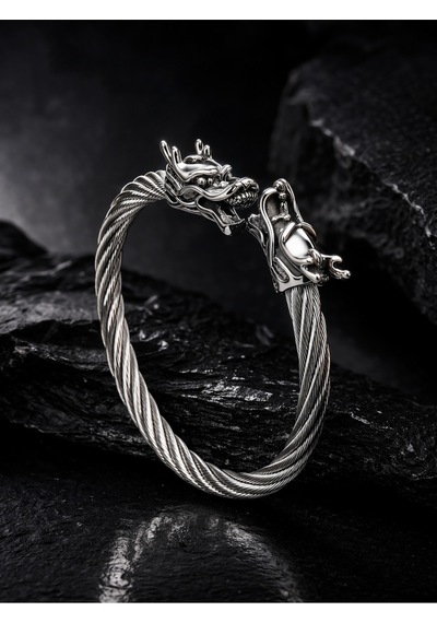 Viking Ejderha Başlı Çelik Bileklik Güç, Cesaret Ve Sadakati Sembolize Eden Erkek Çelik Bileklik Diğer
