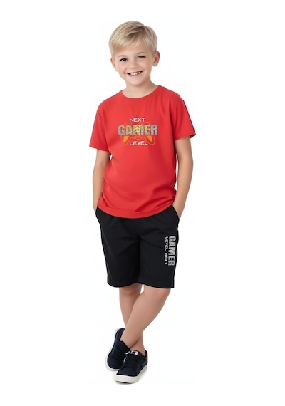 Fyk Kids Erkek Çocuk Yazlık Gamer Baskılı Alt-üst Takım Kırmızı
