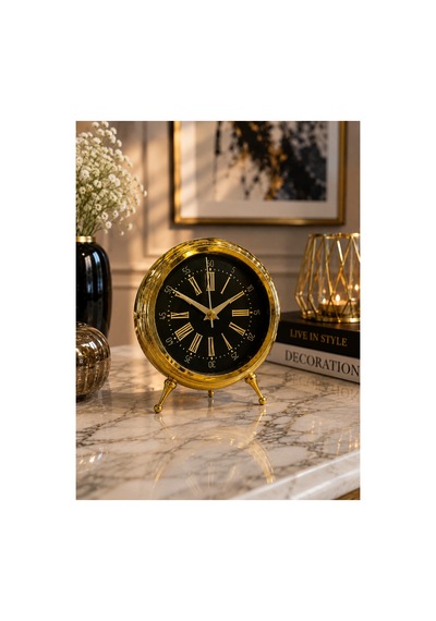 Sleep Nova Gold Vintage Roma Rakamlı Dekoratif Masa Saati Altın
