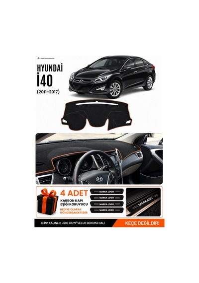 Hyundai İ40 2011-2017 Uyumlu Torpido Örtüsü, Torpido Kılıfı - Siyah Kahverengi