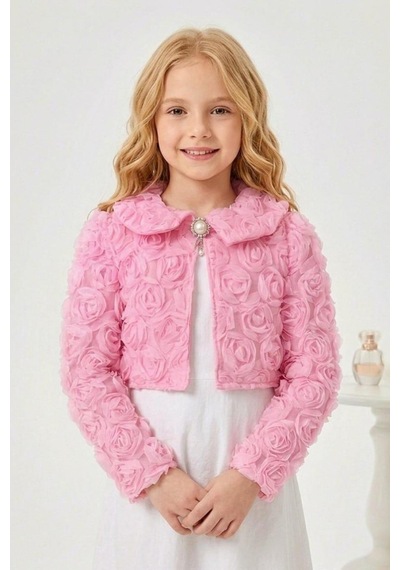 Mnk Baby & Kids Luvia Lase Detay Kız Çocuk Bolero M00812 Pembe