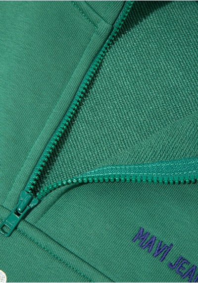 Mavi - Baskılı Kapüşonlu Yeşil Sweatshirt 6s10169-71697 Yeşil