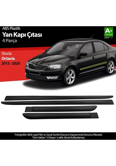 S-dizayn Skoda Octavia Abs Plastik Yan Kapı Koruma Çıtası 2013-2020 A+ Kalite