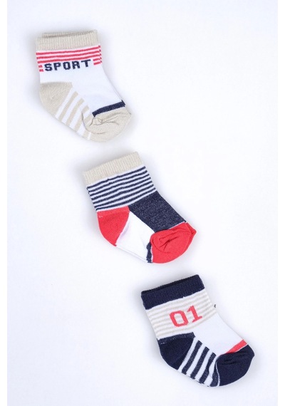 Cocole Socks Erkek Bebek Soket Çorabı 3 Lü Set Pamuklu Sportif Kolej Temalı & Çizgi Desenli Çok Renkli Cocole Socks Erkek Bebek Soket Çorabı 3 Lü Set Pamuklu Sportif Kolej Temalı & Çizgi Desenli Çok Renkli