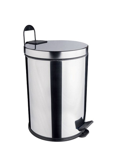 Çelik 8 Litre Pedallı Çöp Kovası Ss 430 Kalite Gri