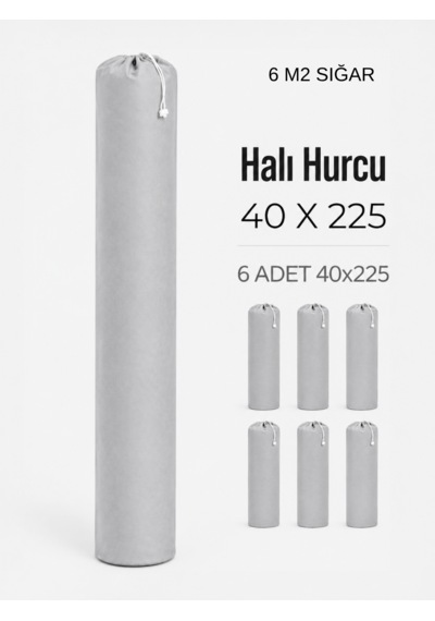 Beylini 40x225 Halı Hurcu 6m2 Lastikli Nefes Alabilir Kokmaz Tela Lastikli Halı Kılıfı Poşeti Ambalajı Taşınma Yastık Saklama Torbası Gri 6 Adet