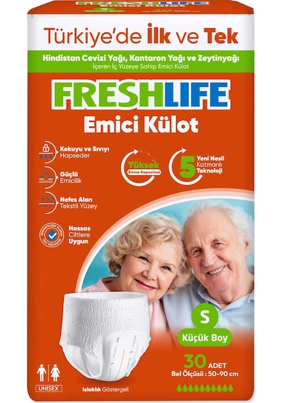Freshlife Emici Külot S Beden Küçük Boy 30 Adet X4 120 Adet Yetişkin Hasta Bezi Unisex S
