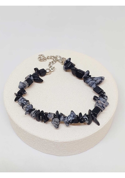 Obsidyen Taşı Küçük Taşlar Bileklik 52258 Çok Renkli