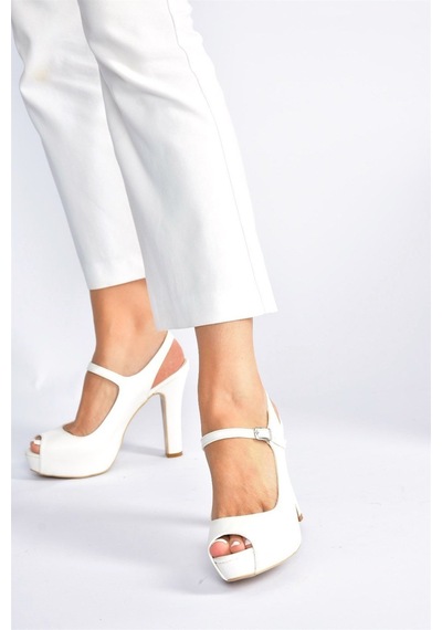 Fox Shoes Beyaz Platform Topuklu Kadın Ayakkabı M348007009 Beyaz