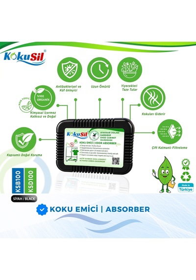 Kokusil Ayakkabı Dolabı, Gardırop Koku Giderici Ve Koku Emici Siyah
